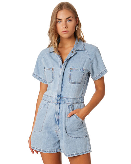 WASTED BLUE WOMENS CLOTHING THRILLS PLAYSUITS + OVERALLS - WTDP-936EBLUE