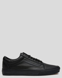 Black leather old skool vans size 5 online