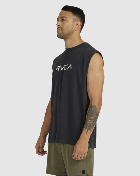 BLACK MENS CLOTHING RVCA T-SHIRTS + SINGLETS - UVYZT00407-BLK
