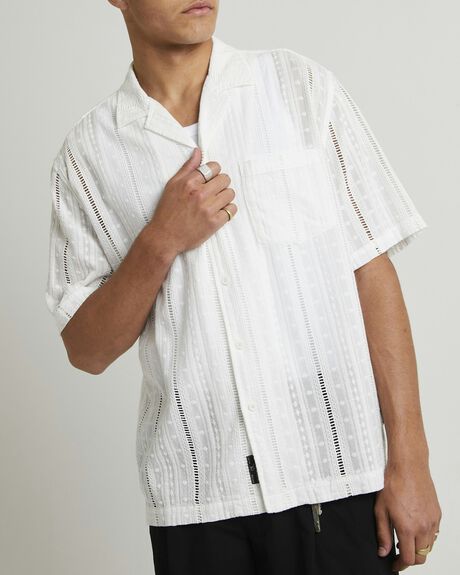 WHITE MENS CLOTHING BLACK NOISE WHITE RAIN SHIRTS - BNMS25327-WHT