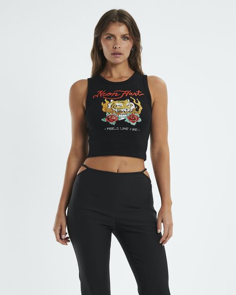 BLACK WOMENS CLOTHING NEON HART SINGLETS - 52468700026