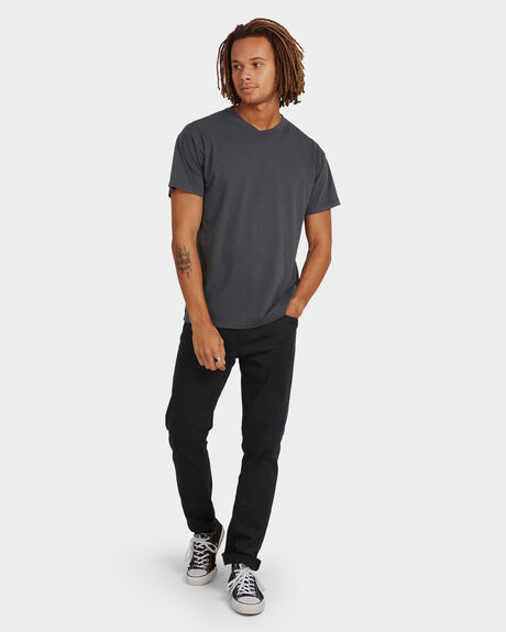 WASHED BLACK MENS CLOTHING BILLABONG BASIC TEES - UBYZT00162-WAA
