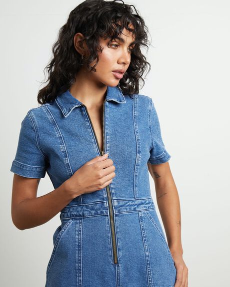 MID BLUE WOMENS CLOTHING INSIGHT PLAYSUITS + OVERALLS - 1000106274-BLU-XXS