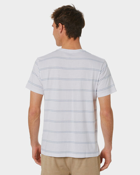 WHITE BLUE MENS CLOTHING RIP CURL STRIPE TEES - CTEMB91638
