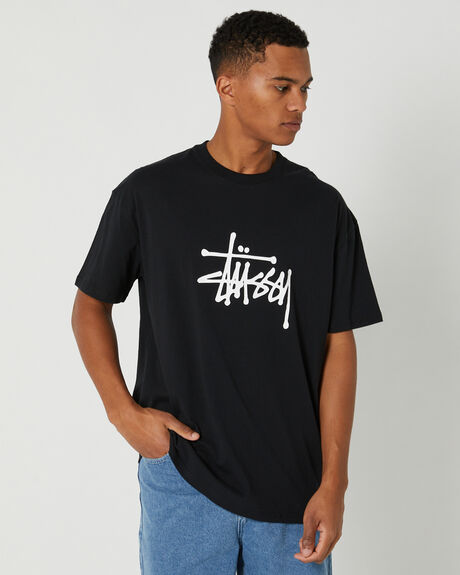 BLACK MENS CLOTHING STUSSY T-SHIRTS + SINGLETS - ST031000BLACK