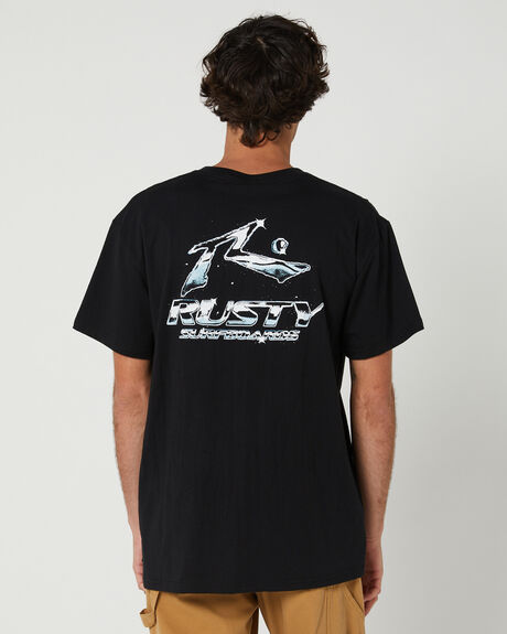 BLACK MENS CLOTHING RUSTY GRAPHIC TEES - TTM2736BLK