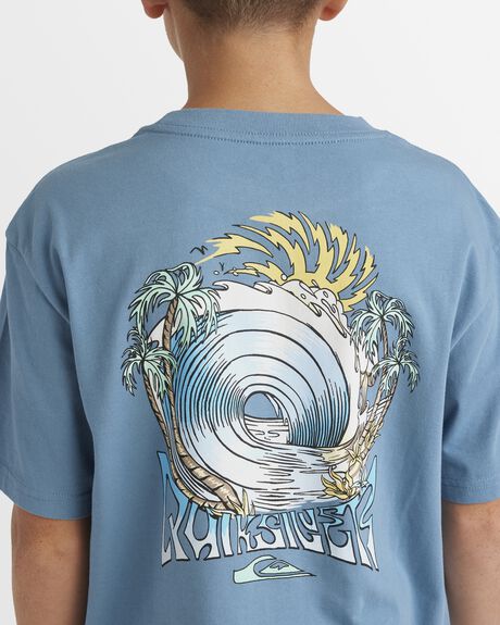 AEGEAN BLUE KIDS YOUTH BOYS QUIKSILVER T-SHIRTS + SINGLETS - UQBZT03369-BMQ0