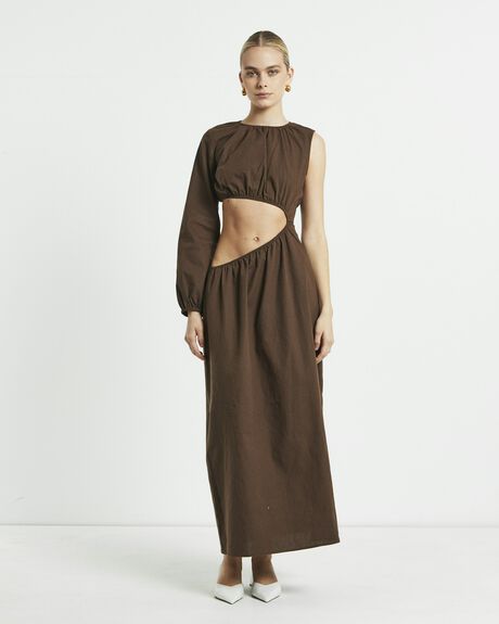 BROWN WOMENS CLOTHING SUBTITLED DRESSES - 1000104060-BRN-XS