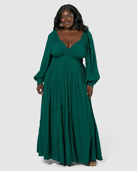 DARK GREEN WOMENS CLOTHING THE POETIC GYPSY DRESSES - CPAW24287001-10