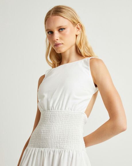 WHITE WOMENS CLOTHING SUBTITLED DRESSES - SBWS24726-WHT-XXS