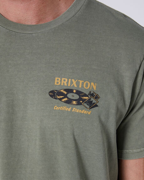 OLIVE WORN WASH MENS CLOTHING BRIXTON T-SHIRTS + SINGLETS - 16994-OLSWW