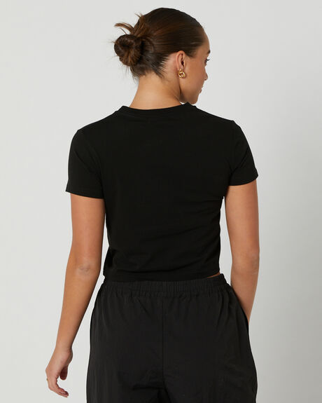BLACK WOMENS CLOTHING STUSSY T-SHIRTS + SINGLETS - ST131004BLA