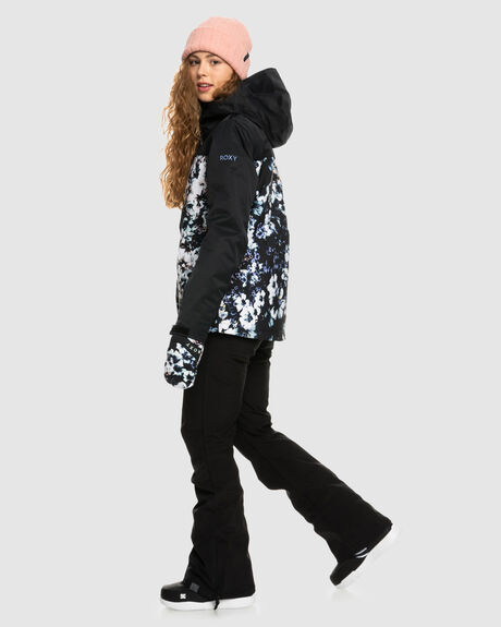 TRUE BLACK BLACK FLOWERS SNOW WOMENS ROXY SNOW JACKET - ERJTJ03357-KVJ1