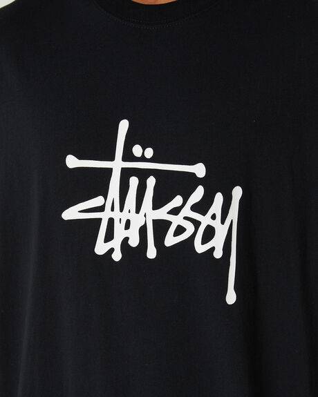 BLACK MENS CLOTHING STUSSY T-SHIRTS + SINGLETS - ST031000BLACK