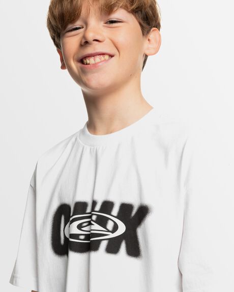 WHITE KIDS YOUTH BOYS QUIKSILVER T-SHIRTS + SINGLETS - UQBZT03453-WBB0