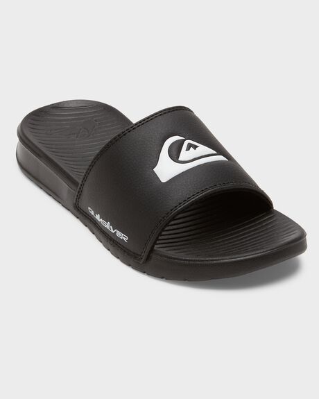 BLACK/WHITE/BLACK KIDS YOUTH BOYS QUIKSILVER SLIDES + THONGS - AQBL100599-XKWK
