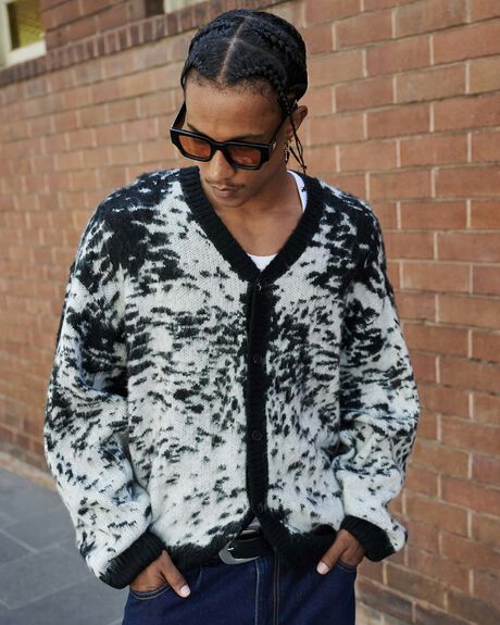 BLACK/WHITE MENS CLOTHING BLACK NOISE WHITE RAIN KNITS + CARDIGANS - BNMW25206-BLK-S