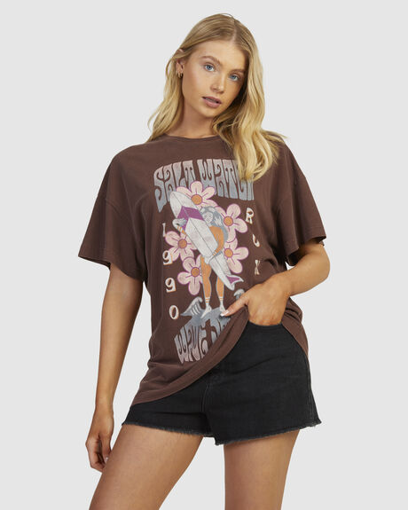BITTER CHOCOLATE WOMENS CLOTHING ROXY T-SHIRTS + SINGLETS - URJZT03737-RSY0