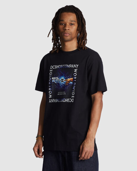 BLACK MENS CLOTHING DC SHOES GRAPHIC TEES - ADYZT05244-KVJ0
