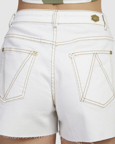 VINTAGE WHITE WOMENS CLOTHING RVCA SHORTS - UVJDS00109-VWT