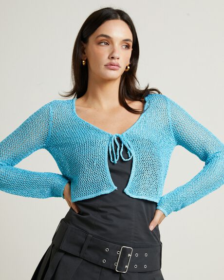 AQUA WOMENS CLOTHING ALICE IN THE EVE TOPS - 1000105611-BLU-XXS