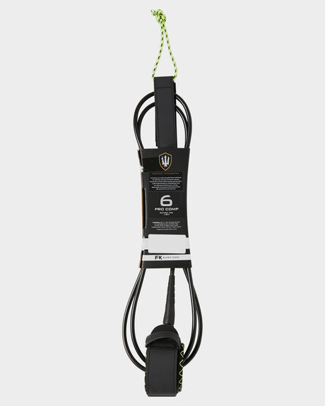 BLACK YELLOW SURF ACCESSORIES FK SURF LEASHES - 1250BLKY