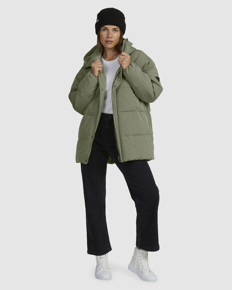 AGAVE GREEN WOMENS CLOTHING ROXY COATS + JACKETS - URJJK03032-GZC0