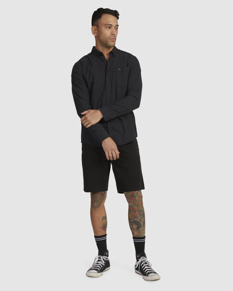 BLACK MENS CLOTHING RVCA SHIRTS - M551VRTD-BLK