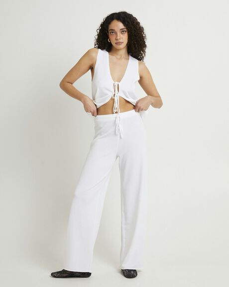 WHITE WOMENS CLOTHING SUBTITLED PANTS - SBWS22782-WHT