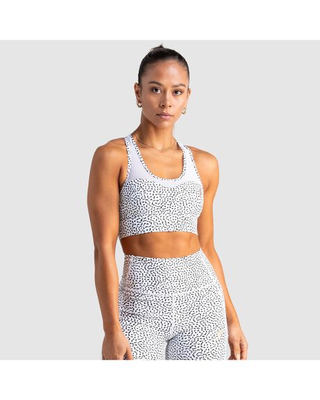 WHITE SPECKLE WOMENS ACTIVEWEAR DOYOUEVEN SPORTS BRAS - I.27.XS