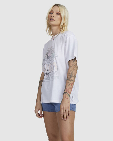 WHITE WOMENS CLOTHING RVCA T-SHIRTS + SINGLETS - UVJZT00197-WHT