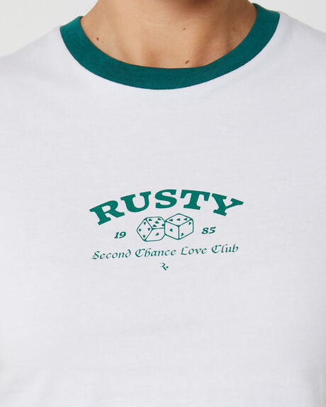 WHITE WOMENS CLOTHING RUSTY T-SHIRTS + SINGLETS - TTL1304-WHT