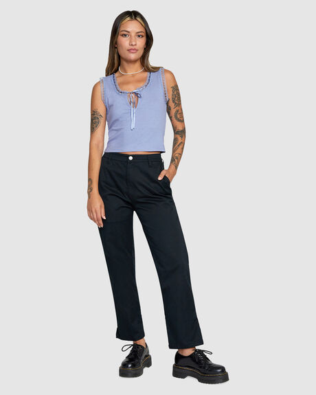 TRUE BLACK WOMENS CLOTHING RVCA PANTS - AVJNP00239-TUB