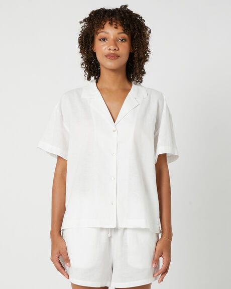 The Hidden Way Ss Linen Shirt Neutral White SurfStitch