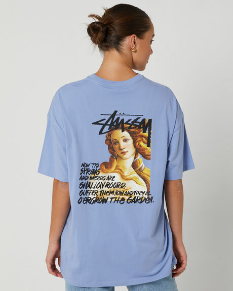 DUSTY BLUE WOMENS CLOTHING STUSSY T-SHIRTS + SINGLETS - ST131009DUS