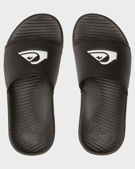 BLACK/WHITE/BLACK KIDS YOUTH BOYS QUIKSILVER SLIDES + THONGS - AQBL100599-XKWK