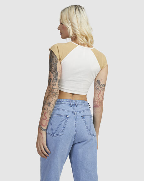 NATURAL WOMENS CLOTHING RVCA T-SHIRTS + SINGLETS - UVJZT00196-NAT