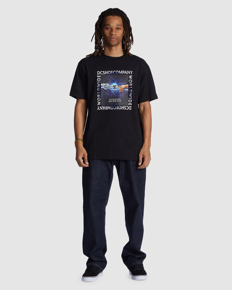 BLACK MENS CLOTHING DC SHOES GRAPHIC TEES - ADYZT05244-KVJ0