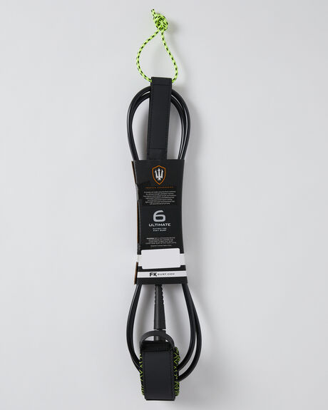 BLACK YELLOW SURF ACCESSORIES FK SURF LEASHES - 1251-BLKYEL