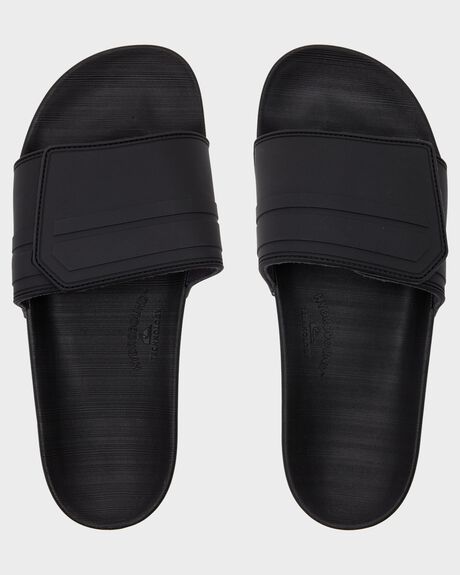 BLACK GREY BLACK MENS FOOTWEAR QUIKSILVER SLIDES + THONGS - AQYL101038-XKSK