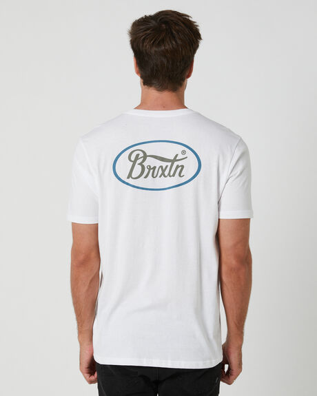 WHITE BLUE MENS CLOTHING BRIXTON T-SHIRTS + SINGLETS - 16803-WOSOB