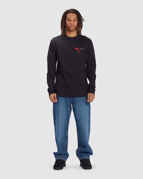 BLACK MENS CLOTHING DC SHOES GRAPHIC TEES - ADYZT05141-KVJ0