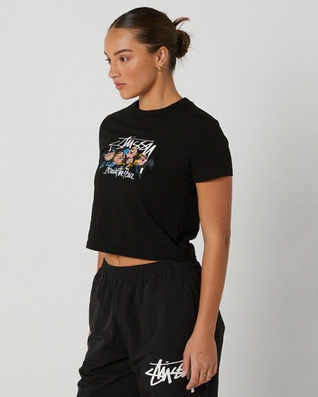 BLACK WOMENS CLOTHING STUSSY T-SHIRTS + SINGLETS - ST131004BLA