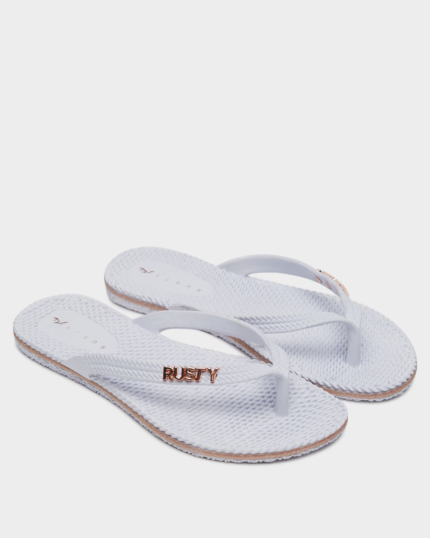 White and gold shop thongs