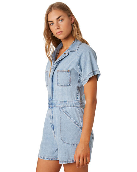 WASTED BLUE WOMENS CLOTHING THRILLS PLAYSUITS + OVERALLS - WTDP-936EBLUE