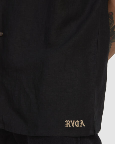 WASHED BLACK MENS CLOTHING RVCA SHIRTS - UVYWT00132-WAA