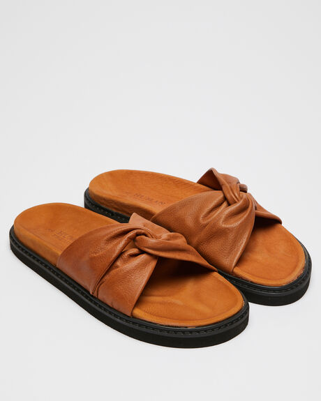 TAN WOMENS FOOTWEAR HUMAN FOOTWEAR SLIDES - ATLANTATAN