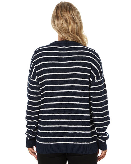 NAVY WHITE STRIPE WOMENS CLOTHING SWELL KNITS + CARDIGANS - S8173148NVYS