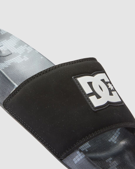 BLACK GREEN PRINT MENS FOOTWEAR DC SHOES SLIDES + THONGS - ADYL100043-0BG