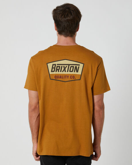 GOLD BROWN BLACK MENS CLOTHING BRIXTON T-SHIRTS + SINGLETS - 16962-GLBWB